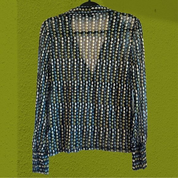 90s vintage Mexx mesh collared shirt deep v neck buckle  detail - Picture 8 of 10